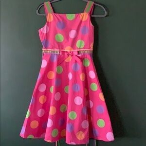 Rare Editions pink polka dot dress 14